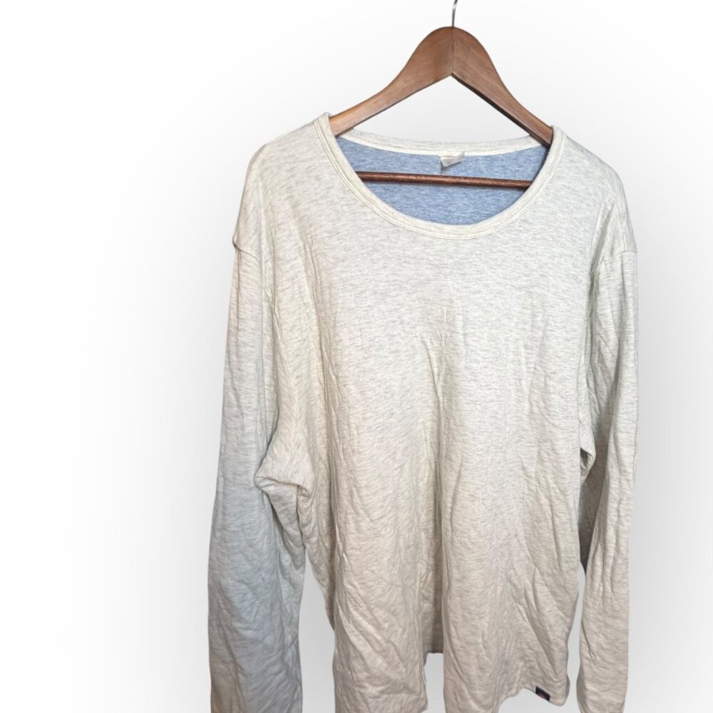 Faherty Reversible Long Sleeve Tee Ivory/Blue Size XXL